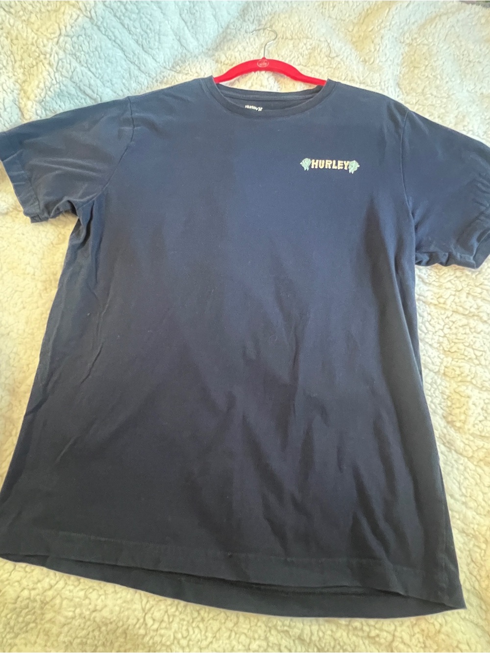 Hurley Navy Short-Sleeve Logo Tee with back graphic - Mens Large